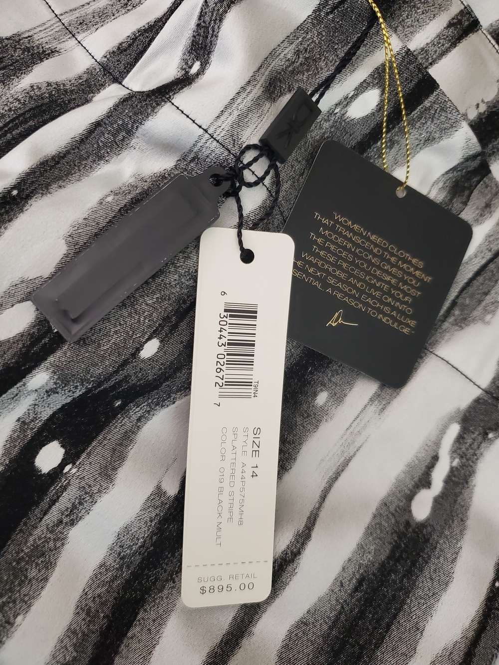 Donna KARAN Black Label Painterly Splattered Stripe Trousers Size US 14 | FR 44 - Picture 9 of 15